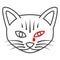 Conjunctivitis in cat thin line icon, Diseases of pets concept, sick cat sign on white background, kitten with sick