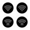 Connect and disconnect wifi line icon on black circle. Wireless network vector