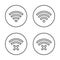 Connect and disconnect wifi line icon on circle outline