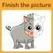 Connect the dot and complete the picture. Simple coloring boar. Drawing game for children