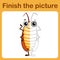 Connect the dot and complete the picture. Simple coloring funny insect cockroach. Drawing game for children.