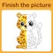 Connect the dot and complete the picture. Simple coloring leopard. Drawing game for children