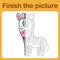 Connect the dot and complete the picture. Simple coloring zebra. Drawing game for children