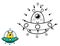 Connect the dots and draw a cute alien in flying saucer. Space dot to dot game