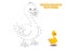 Connect The Dots and Draw Cute Cartoon Duck. Educational Game for Kids. Vector Illustration.