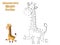 Connect The Dots and Draw Cute Cartoon Giraffe. Educational Game for Kids. Vector Illustration With Cartoon Animal Characters