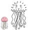 Connect the dots and draw a cute jellyfish. Numbers game for children