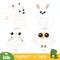Connect the dots, education game for children. Forest animals set