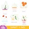 Connect the dots, education game for children. Set of houseplants