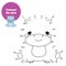 Connect the dots by numbers. Educational game for children and kids. Animals theme, cartoon hippo