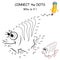Connect the dots by numbers to draw the Fish. Dot to dot Education Game and Coloring Page with cartoon cute sea fish character.