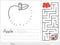 Connect dots and Pick apple box maze game - worksheet for education