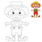 Connect the dots picture. Tracing worksheet. Puzzle for kids. Coloring Page Outline Of cartoon circus clown. Coloring book for chi
