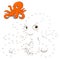 Connect the dots to draw game octopus vector