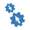 Connect gears, system settings icon. Blue color vector