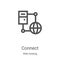 connect icon vector from web hosting collection. Thin line connect outline icon vector illustration. Linear symbol for use on web