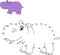 Connect the number to draw the animal educational game for children , Cute hippo