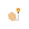 Connected brain and bulb idea icon flat style