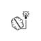 Connected brain and bulb idea icon line style