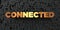 Connected - Gold text on black background - 3D rendered royalty free stock picture