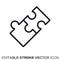 Connected jigsaw puzzle pieces vector line icon