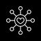 Connected loving heart line icon, outline vector sign, linear style pictogram isolated on black. Hub and spoke with