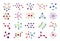 Connected molecules. Color molecular structure, connection model dna interaction, biochemistry particle connect diagram