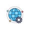 connected, online, world, globe, multiplayer Flat Color Icon Vector