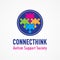 Connecthink, Connected Think. Colorful Connected Puzzle logo design for autism support service