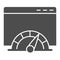 Connection load speed window solid icon. Web browser page with speedometer. World wide web vector design concept, glyph