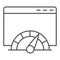 Connection load speed window thin line icon. Web browser page with speedometer. World wide web vector design concept