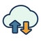 Connection transfer cloud wireless single isolated icon with filled line style