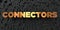 Connectors - Gold text on black background - 3D rendered royalty free stock picture