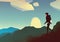 Conquering the Summit: An Illustration of a Mountain Climber in a Breathtaking Landscape