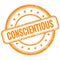 CONSCIENTIOUS text on orange grungy round rubber stamp