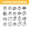 Consciousness Collection Elements Icons Set Vector
