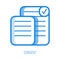 Consent line icon - outline symbol of documents with personal information and checkbox with mark.