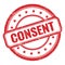 CONSENT, word on red stamp sign