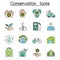 Conservation and Ecology color line icon set