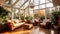 The Conservatory room of a beautiful bright modern style house. AI Generated