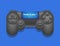 Consol Gamepad with screen with text `ready to play ?`. illustration vector isolated in blue background