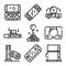 Console icons set, outline style