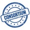 CONSORTIUM text on blue grungy round rubber stamp