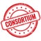 CONSORTIUM text on red grungy round rubber stamp