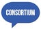 CONSORTIUM text written in a blue speech bubble