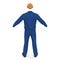 Consruction Worker`s Blue Overalls With Hardhat. 3D Illustration, isolated, on white