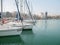 Constanta, Romania - 02.25.2021: Many boats and yachts anchored at the Tomis Turistic Port or harbor in Constanta
