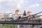 CONSTANTINE, ALGERIA - MARCH 07, 2017: University Hospital near by the suspension bridge or footbridge of Sidi M Cid crosses the g