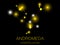 Constellation Andromeda. Bright yellow stars in the night sky. A cluster of stars in deep space, the universe. Vector illustration