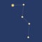 Constellation cassiopeia isolated as concept of starry sky, astronomy, vector stock illustration with stars on dark